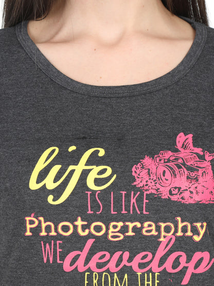 Women's Cotton Round Neck Printed Half Sleeve T-Shirt