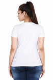 Women's Cotton Round Neck Printed Half Sleeve White Color T-Shirt