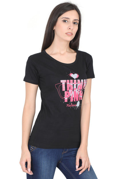 Women's Cotton Round Neck Printed Half Sleeve T-Shirt