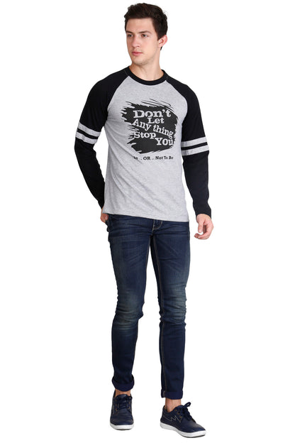 Men's Cotton Printed Color Block Raglan Full Sleeve T-Shirt