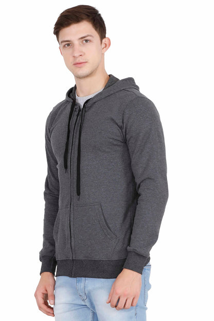 Men's Cotton Plain Full Sleeve Charcoal Melange Color Sweatshirt/Hoodies