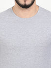 Men's Cotton Plain Round Neck Full Sleeve Grey Melange Color T-Shirt