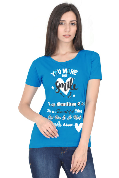 Women's Cotton Round Neck Printed Half Sleeve T-Shirt