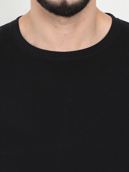 Men's Cotton Plain Round Neck Full Sleeve Black Color T-Shirt