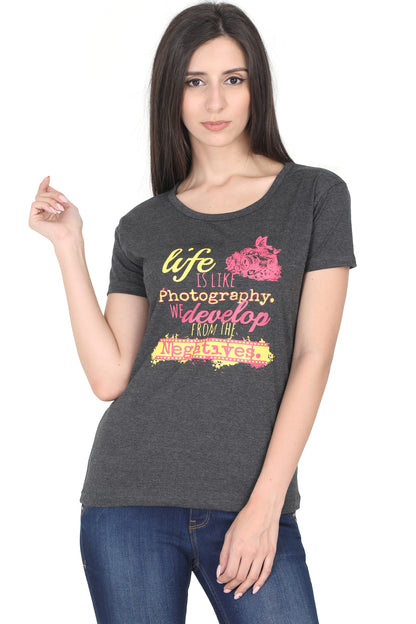 Women's Cotton Round Neck Printed Half Sleeve T-Shirt