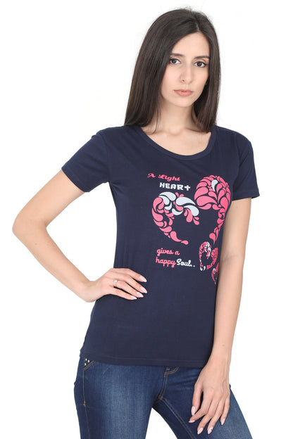 Women's Cotton Round Neck Printed Half Sleeve T-Shirt