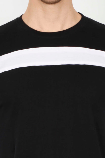 Men's Cotton Color Block Round Neck Full Sleeve T-Shirt