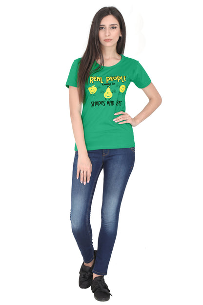 Women's Cotton Round Neck Printed Half Sleeve T-Shirt