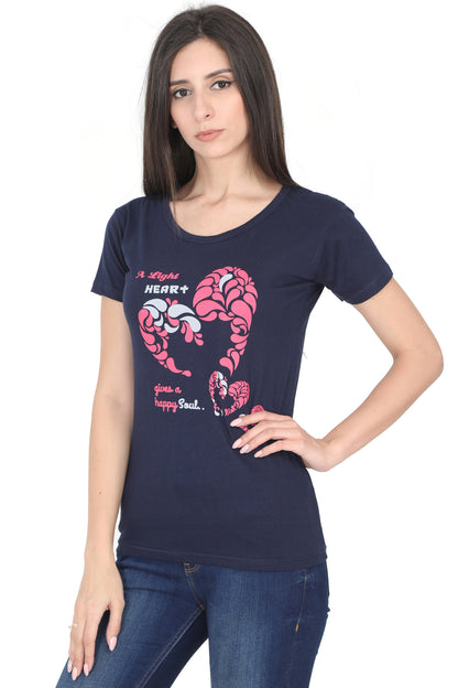 Women's Cotton Round Neck Printed Half Sleeve T-Shirt