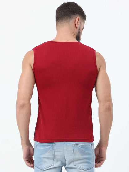 Fleximaa Men's Cotton Color Block Sleeveless T-Shirt - fleximaa-so