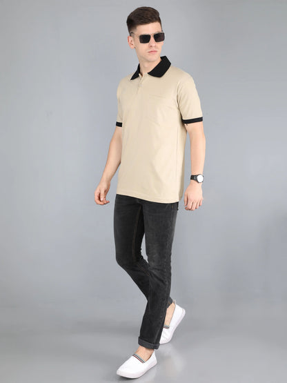 Fleximaa Men's Cotton Plain Polo Neck Half Sleeve T-Shirt - fleximaa-so