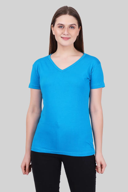Fleximaa Women's Cotton Plain V Neck Half Sleeve T-Shirt (Pack of 3) - Fleximaa