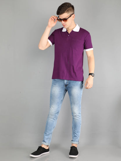 Fleximaa Men's Cotton Plain Polo Neck Half Sleeve T-Shirt - fleximaa-so