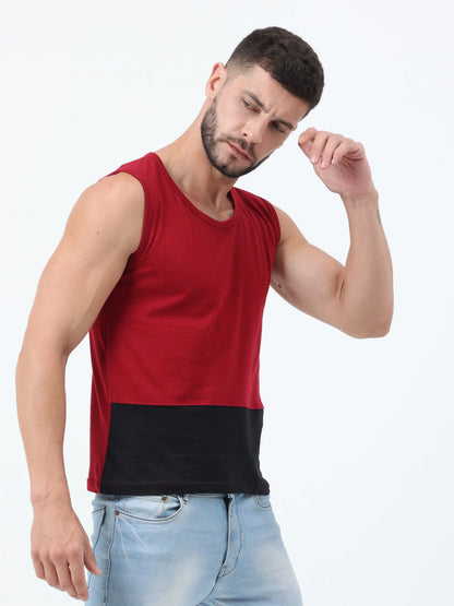 Fleximaa Men's Cotton Color Block Sleeveless T-Shirt - fleximaa-so
