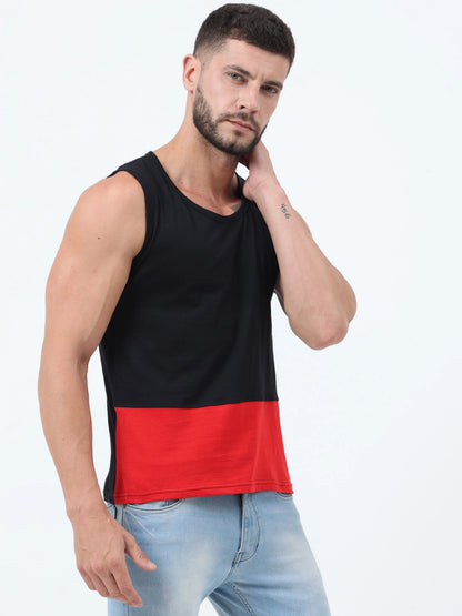 Fleximaa Men's Cotton Color Block Sleeveless T-Shirt - fleximaa-so