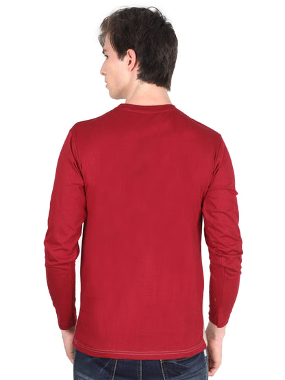 Men's Cotton Color Block Printed Round Neck Full Sleeve T-Shirt