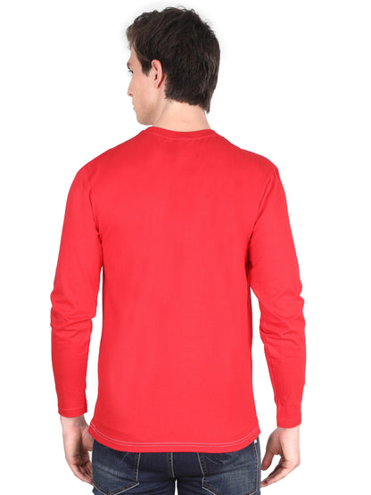 Men's Cotton Color Block Printed Round Neck Full Sleeve T-Shirt