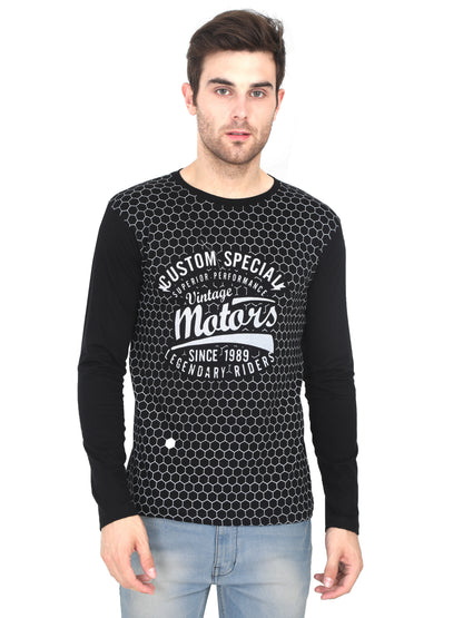Men's Cotton Round Neck Full Sleeve All Over Printed T-Shirt