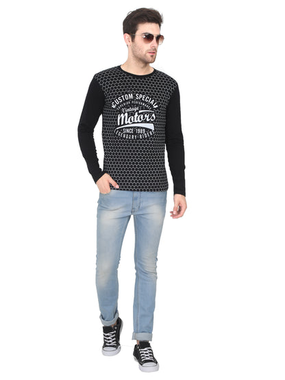 Men's Cotton Round Neck Full Sleeve All Over Printed T-Shirt