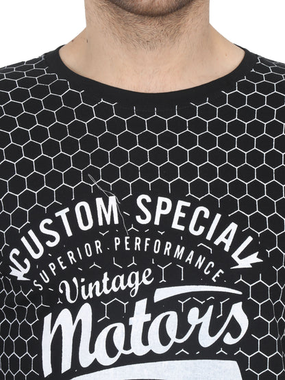 Men's Cotton Round Neck Full Sleeve All Over Printed T-Shirt