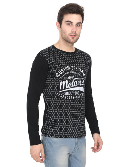 Men's Cotton Round Neck Full Sleeve All Over Printed T-Shirt