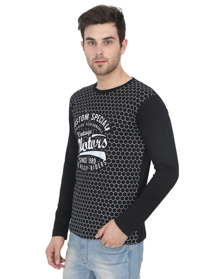 Men's Cotton Round Neck Full Sleeve All Over Printed T-Shirt