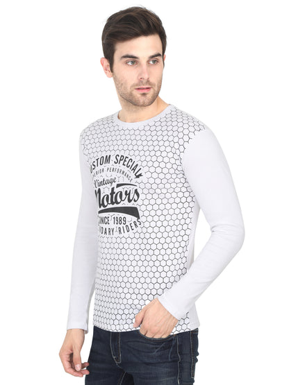 Men's Cotton Round Neck Full Sleeve All Over Printed T-Shirt