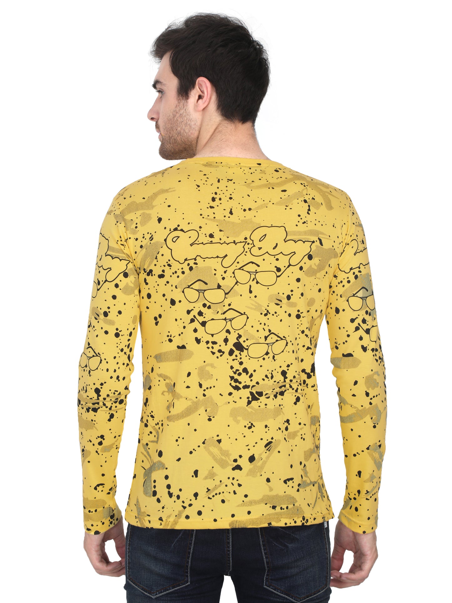 Men's Cotton Round Neck Full Sleeve All Over Printed T-Shirt