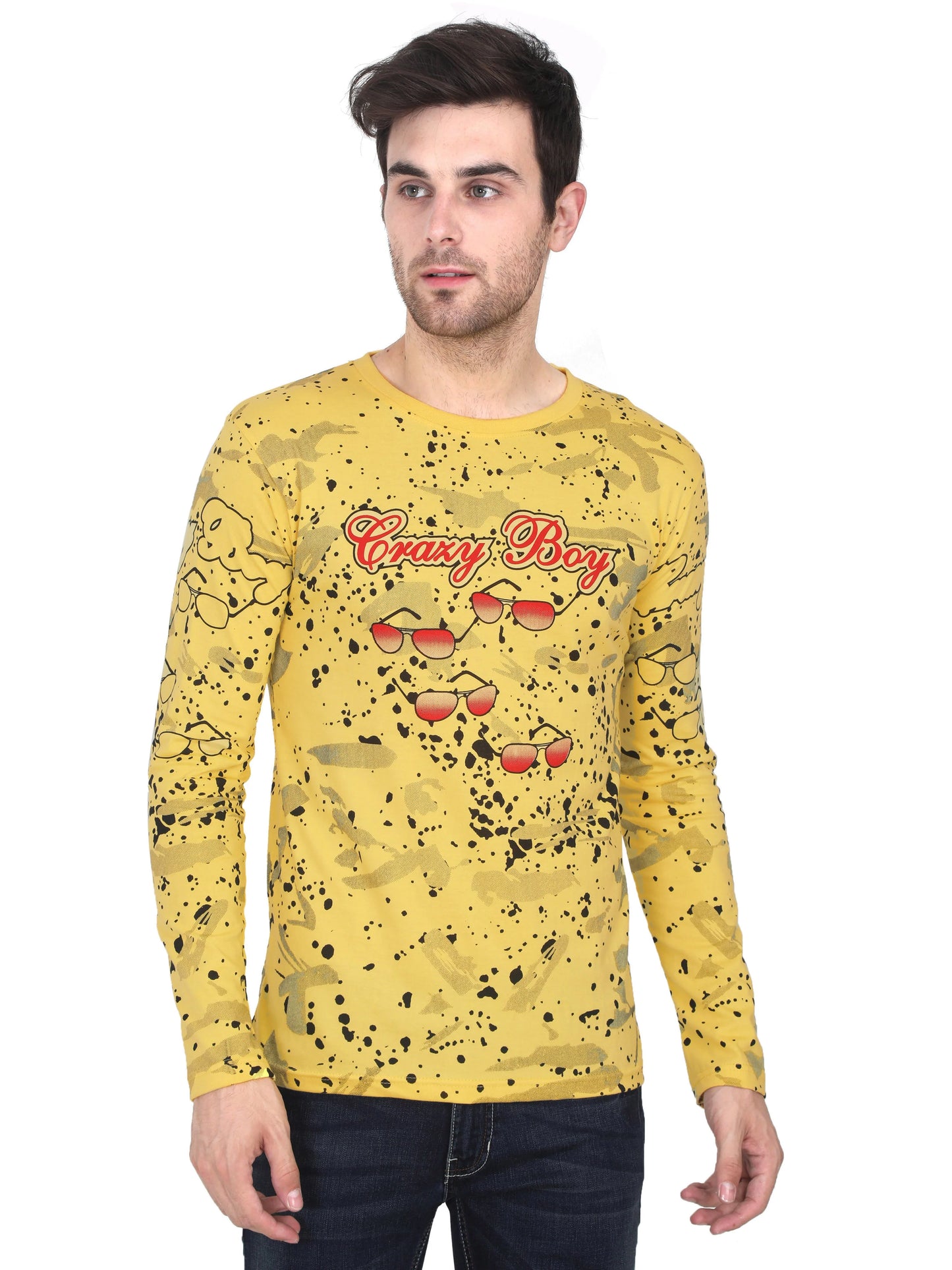 Men's Cotton Round Neck Full Sleeve All Over Printed T-Shirt
