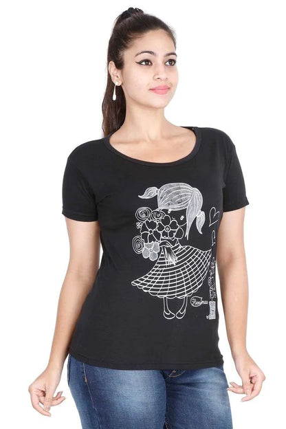 Women's Cotton Round Neck Printed Half Sleeve T-Shirt