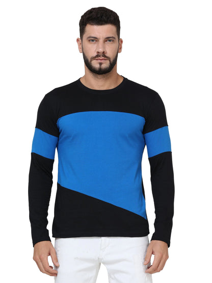 Fleximaa Men's Cotton Round Neck Color Block Full Sleeve T-Shirt - fleximaa-so