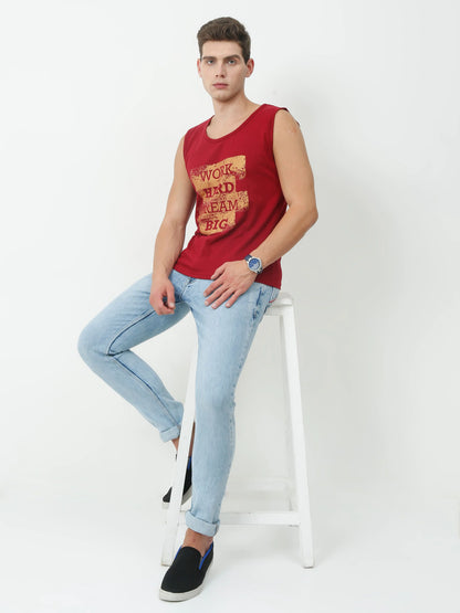 Fleximaa Men's Cotton Printed Sleeveless T-Shirt - fleximaa-so