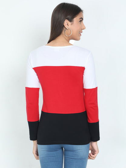 Women's Cotton Color Block Full Sleeve T-Shirt