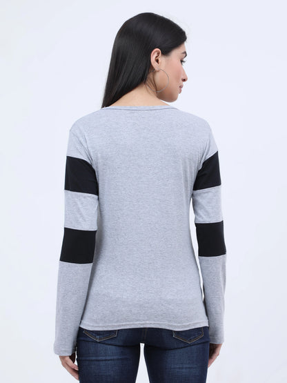 Fleximaa Women's Cotton Color Block Full Sleeve T-Shirt - fleximaa-so