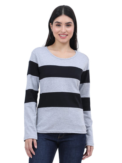 Fleximaa Women's Cotton Color Block Full Sleeve T-Shirt - fleximaa-so