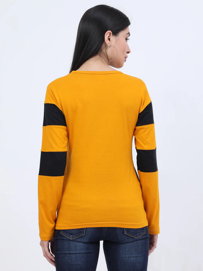 Fleximaa Women's Cotton Color Block Full Sleeve T-Shirt - fleximaa-so