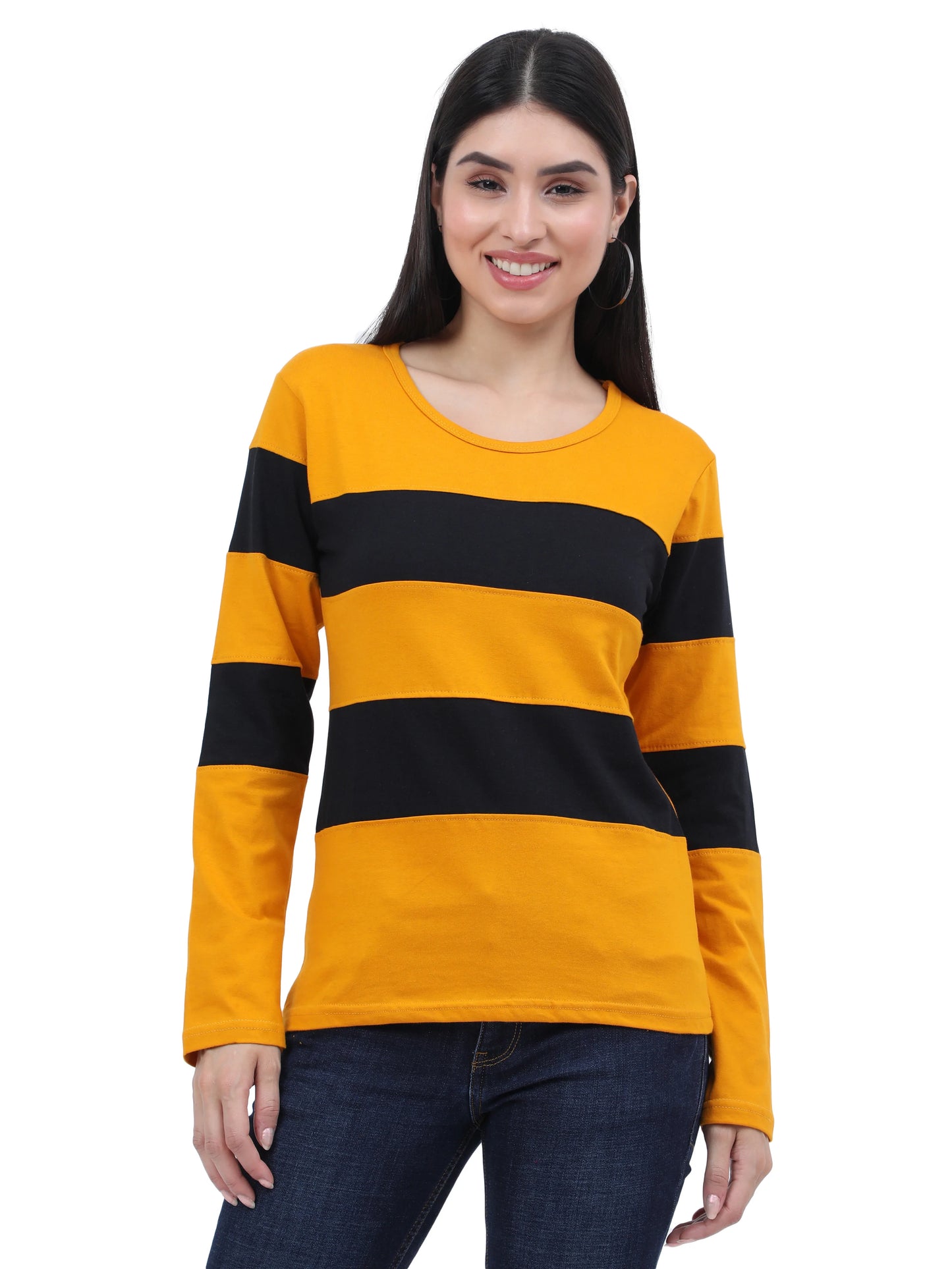 Fleximaa Women's Cotton Color Block Full Sleeve T-Shirt - fleximaa-so