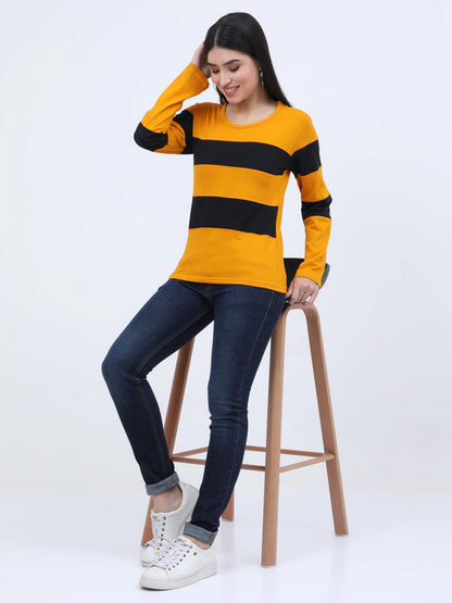 Fleximaa Women's Cotton Color Block Full Sleeve T-Shirt - fleximaa-so
