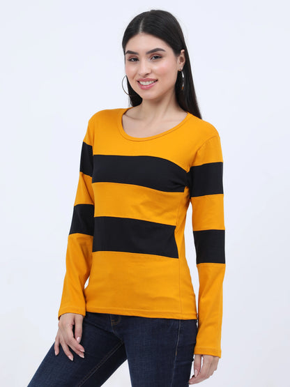 Fleximaa Women's Cotton Color Block Full Sleeve T-Shirt - fleximaa-so