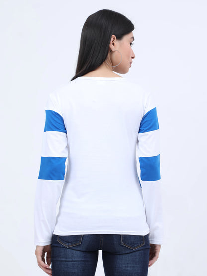 Fleximaa Women's Cotton Color Block Full Sleeve T-Shirt - fleximaa-so