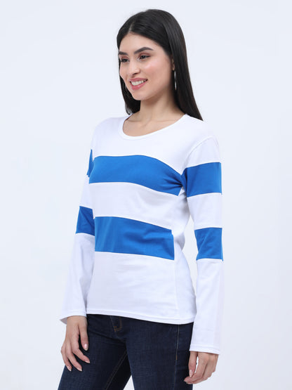Women's Cotton Color Block Full Sleeve T-Shirt
