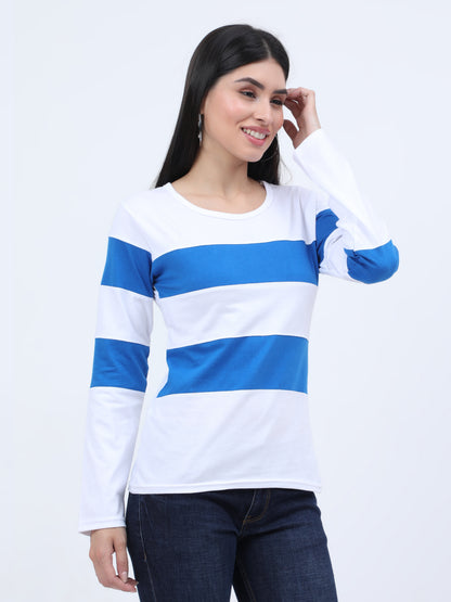 Women's Cotton Color Block Full Sleeve T-Shirt