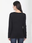 Women's Cotton Plain Round Neck Full Sleeve Black Color T-Shirt