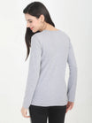 Women's Cotton Plain Round Neck Full Sleeve Grey Melange Color T-Shirt