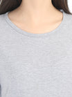 Women's Cotton Plain Round Neck Full Sleeve Grey Melange Color T-Shirt