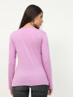 Women's Cotton Plain Round Neck Full Sleeve Lavender Color T-Shirt