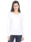 Women's Cotton Plain Round Neck Full Sleeve White Color T-Shirt