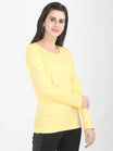 Women's Cotton Plain Round Neck Full Sleeve Yellow Color T-Shirt