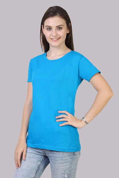 Fleximaa Women's Cotton Plain Round Neck Half Sleeve T-Shirt - fleximaa-so