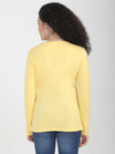 Women's Cotton Plain V Neck Full Sleeve Yellow Color T-Shirt